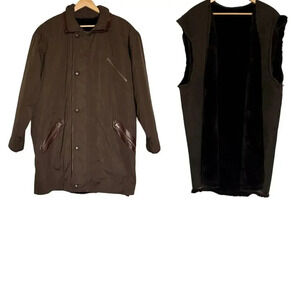 Grunstein Couture Finland Men’s Coat with Detachable Fur/Suede Vest Size M
